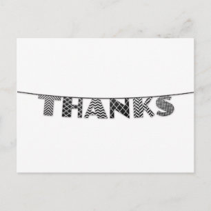 Carte Postale Merci à Bunting Patterned noir et blanc