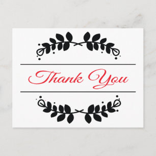 Carte postale Merci à cadre de feuilles florales r