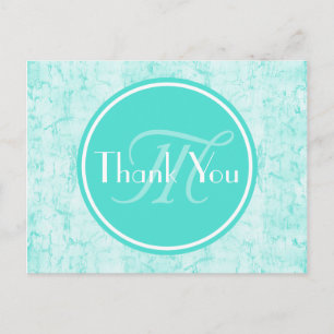 Carte Postale Merci À La Menthe Aqua Avec Monogramme