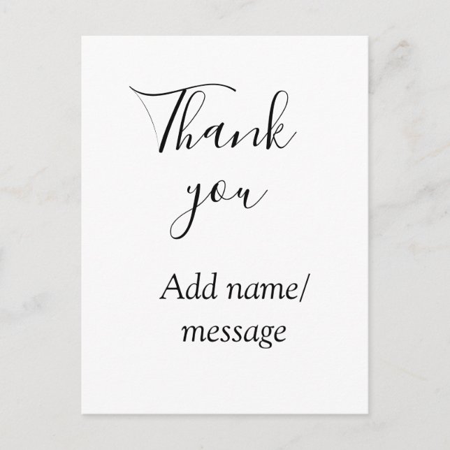 Carte Postale Merci ajoutez nom message simple calligraphie élég (Devant)