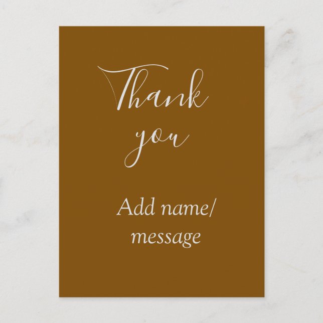 Carte Postale Merci ajoutez un nom message simple stylé doré s (Devant)