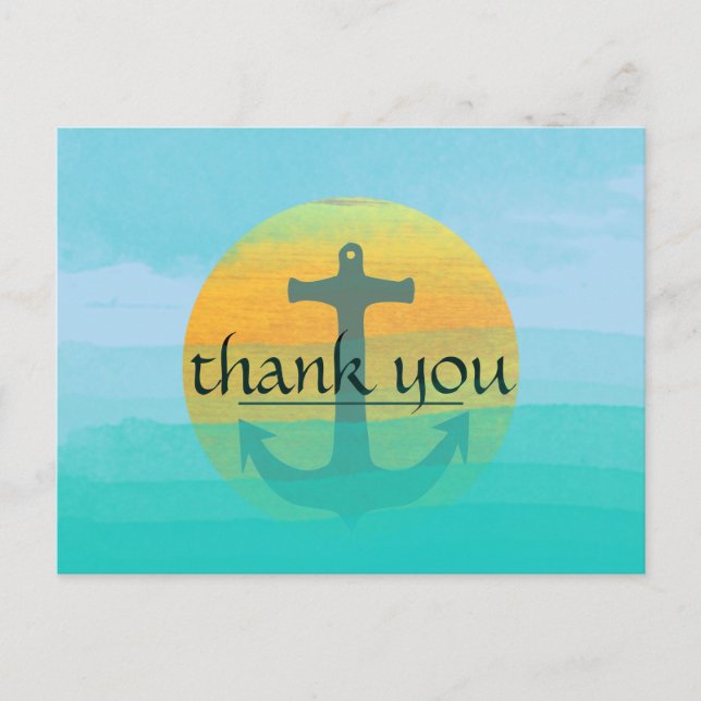 Carte Postale Merci Ancre nautique Blue Sky Moon (Devant)