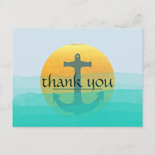 Carte Postale Merci Ancre nautique Blue Sky Moon