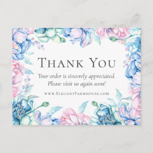 Carte Postale Merci aquarelle Floral & Bois rustique Coupon