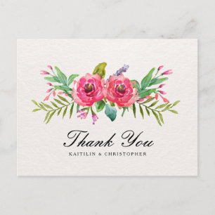 Carte postale Merci aquarelle Floral Posits