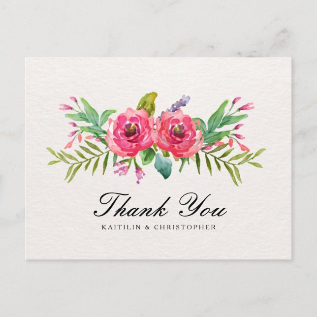Carte postale Merci aquarelle Floral Posits (Devant)