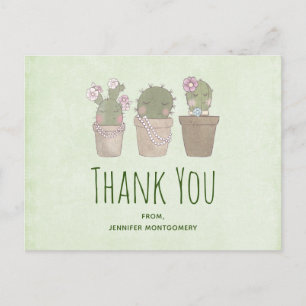 Carte Postale Merci Aquarelle Trio Cactus doux et souriant