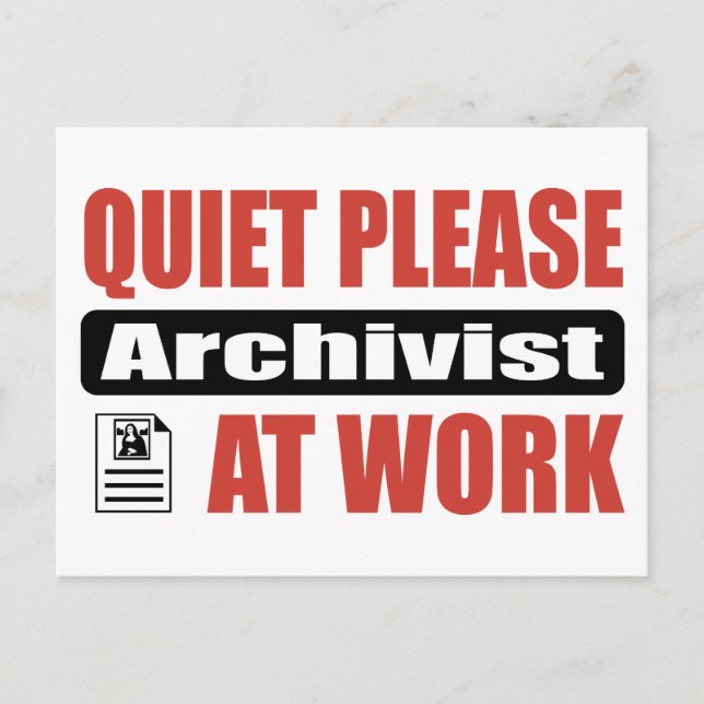 Carte Postale Merci Archiviste Au Travail (Devant)