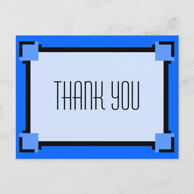 Carte postale Merci Art déco géométrique bleue (Devant)