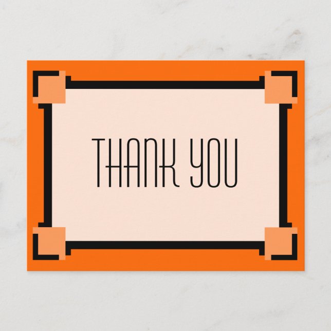 Carte postale Merci Art déco géométrique orange (Devant)