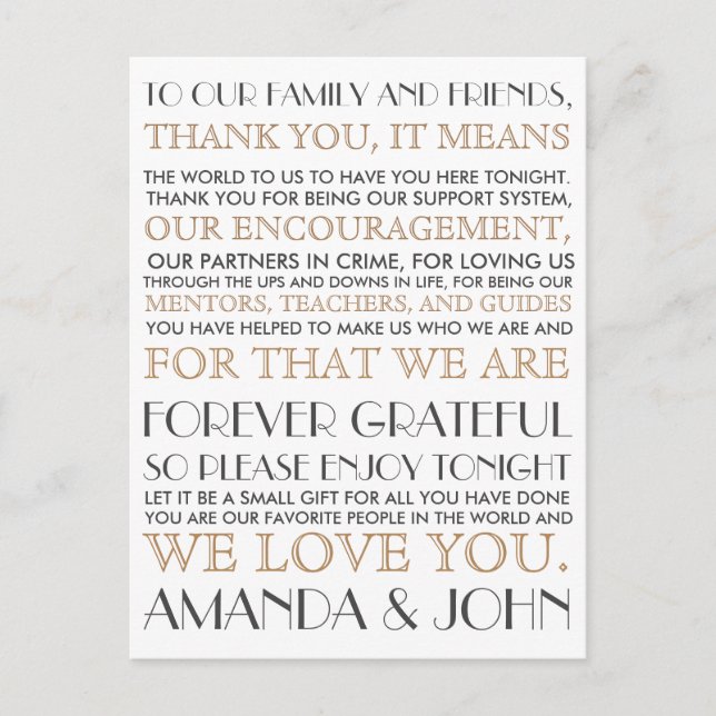 Carte Postale Merci aux clients mariages (Devant)