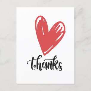 Carte Postale Merci avec amour cœur rouge pour amant  