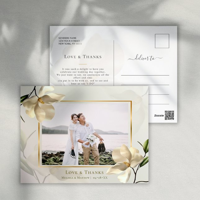 Carte postale Merci avec Magnolia blanc oriental p (Photo Oriental White Magnolia Thank You Postcard)