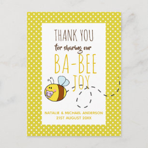 Carte Postale Merci BA-BEE Baby shower saluer les points jaunes