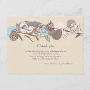 Carte postale Merci Baby shower couple Chicks