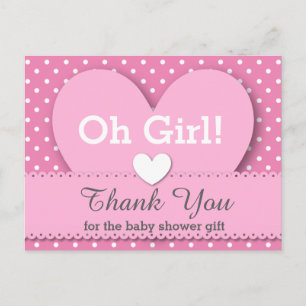 Carte Postale MERCI baby shower Polka Dot V07 PINK