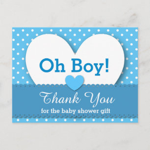 Carte Postale MERCI baby shower Polka Dot V08 BLEU