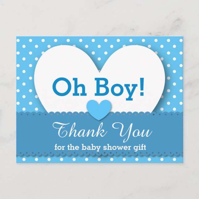 Carte Postale MERCI baby shower Polka Dot V08 BLEU (Devant)