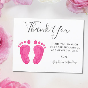 Carte Postale Merci Baby shower rose pieds bébé