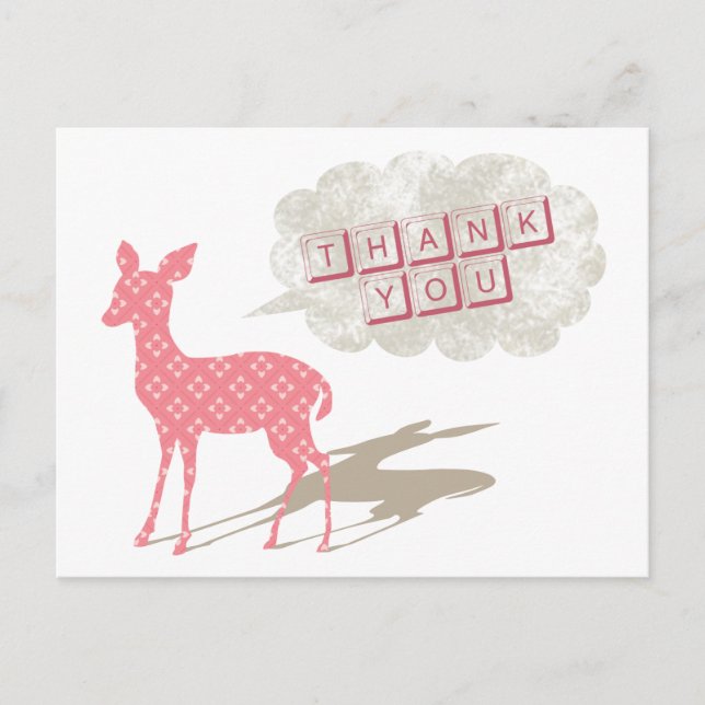 Carte postale Merci Bambi rose (Devant)
