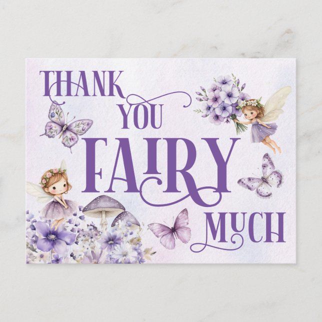 Carte Postale Merci beaucoup à la fée florale violette (Devant)