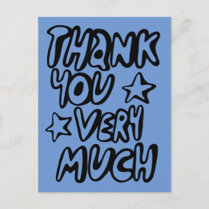 Carte Postale MERCI BEAUCOUP Bubble Letters Bleu PERSONNALISÉ  