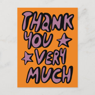Carte Postale MERCI BEAUCOUP Bubble Letters Violet Orange