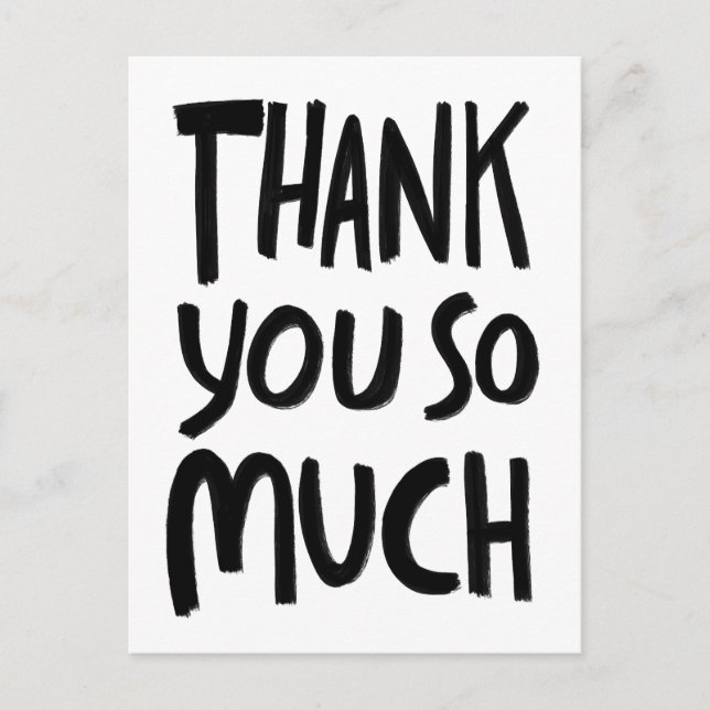 Carte Postale MERCI BEAUCOUP Rough Brushstrokes B&W SUR MESURE   (Devant)