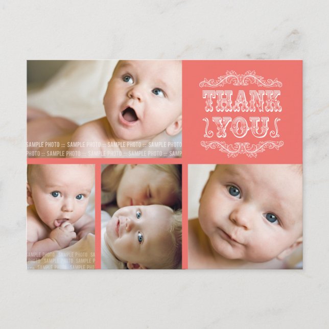 CARTE POSTALE MERCI Bébé Photo Saumon 4 Vintage (Devant)