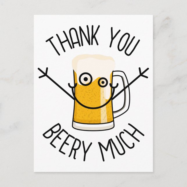 Carte Postale Merci Beery Much - Visage Idiot (Devant)