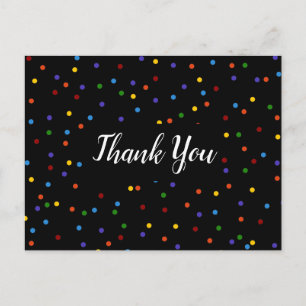 Carte Postale Merci Black Rainbow Polka Dot