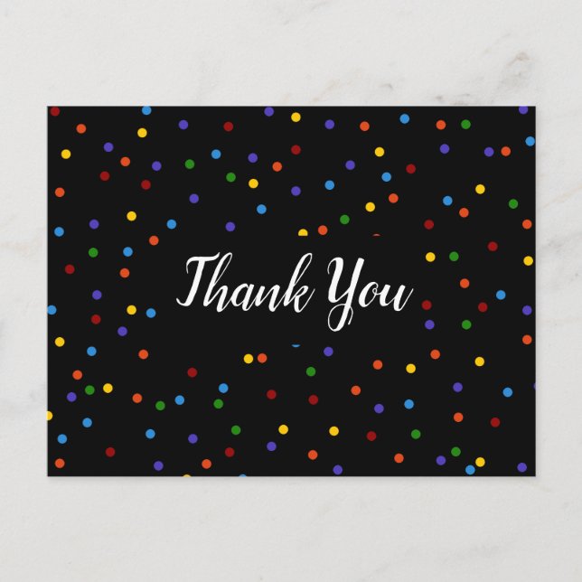 Carte Postale Merci Black Rainbow Polka Dot (Devant)