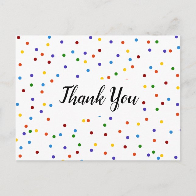 Carte Postale Merci blanc arc-en-ciel Polka point (Devant)