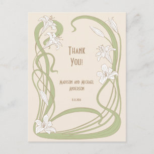 Carte Postale Merci blanc Lilies