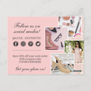 Carte Postale Merci Blush Rose & Peinture Dorée Traits 4-Photo