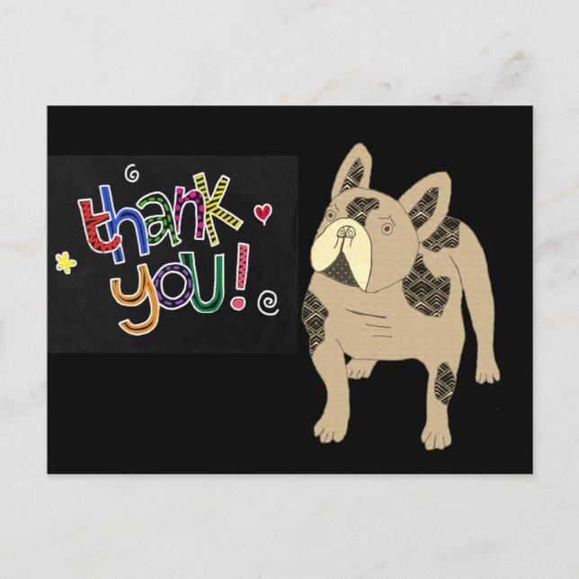 Carte Postale Merci  Bouledogue Français French Bulldog (Devant)
