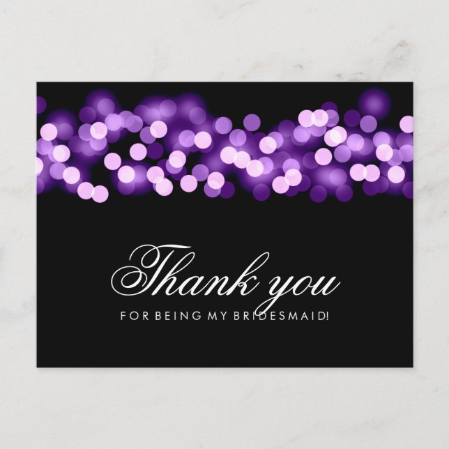 Carte Postale Merci Bridesmaid Purple Hollywood Glam (Devant)