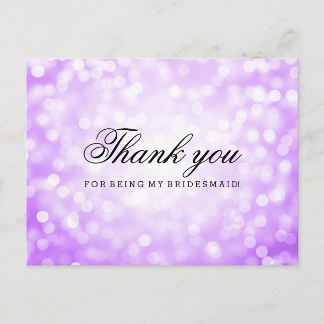 Carte Postale Merci Bridesmaid Purple Parties scintillant lumièr (Devant)