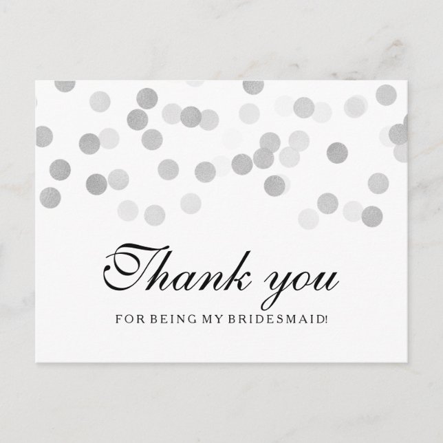 Carte Postale Merci Bridesmaid Silver Foil Parties scintillant l (Devant)