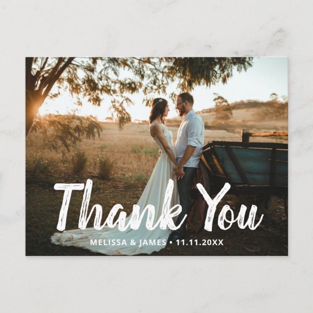 Carte Postale Merci Brush Script Mariage photo (Devant)
