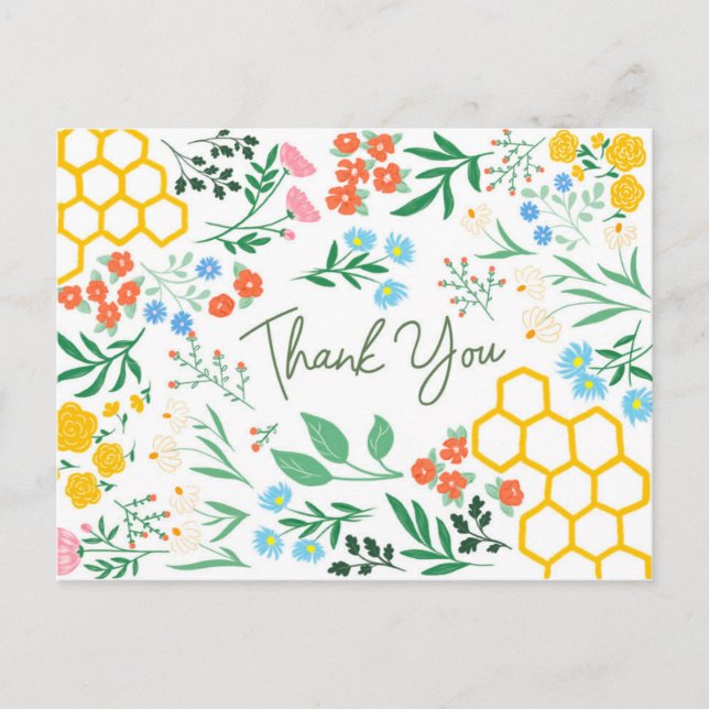 Carte Postale Merci Bumble Bee et Fleur sauvage (Devant)