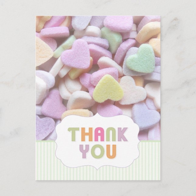 Carte postale Merci Candy Hearts (Devant)