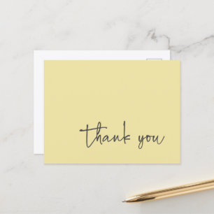 Carte Postale Merci Casual Script Typography Jaune Citron