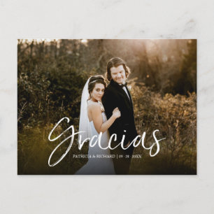 Carte Postale Merci Chic Script Mariage Photo de remerciement