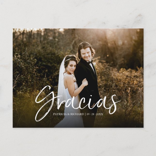 Carte Postale Merci Chic Script Mariage Photo de remerciement (Devant)