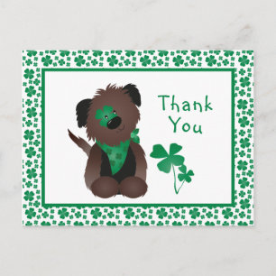 Carte Postale Merci chien Shamrock vert