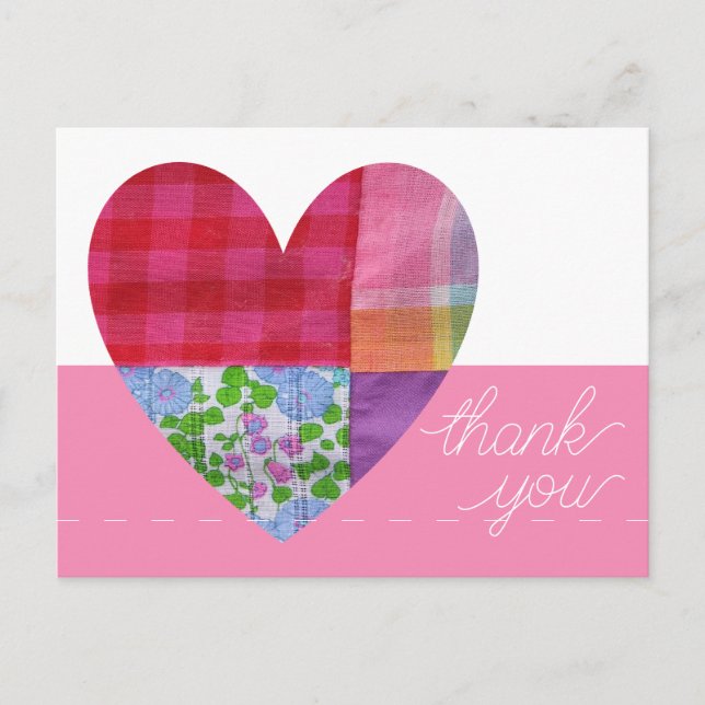 Carte postale Merci Coeur Patchwork personnalisabl (Devant)