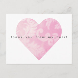 Carte postale Merci Coeur Rose personnalisable
