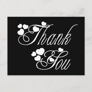 Carte Postale Merci Cœurs d'Amour Noir & Blanc