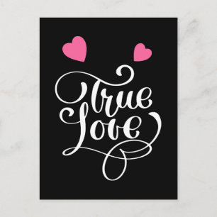 Carte Postale Merci Cœurs de Véritable Amour Rose et Noir Mariag